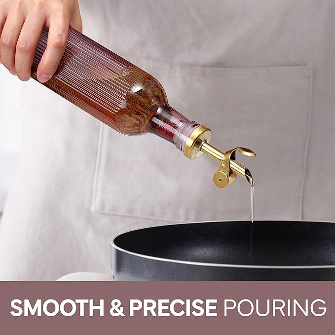 COOK WITH COLOR Glass Olive Oil Bottle Dispenser - 2 Pack- 17oz Oil and Vinegar Cruet - Olive Oil Carafe Decanter for Kitchen