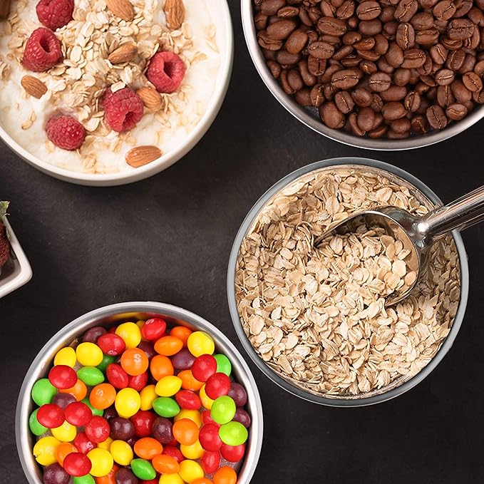 ENLOY Stainless Steel Food Storage Container Set of 3, 88/61/29 oz with Clear Glass Lids - Ideal for Coffee, Tea, Sugar, Flour Canisters