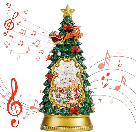 Christmas Snow Globes,with Musical and 6 Hour Timer,Snow Globes Lights, Christmas Indoor Decorations, Christmas Tree Decorations,USB & Battery Powered,Christmas Christmas Santa Claus
