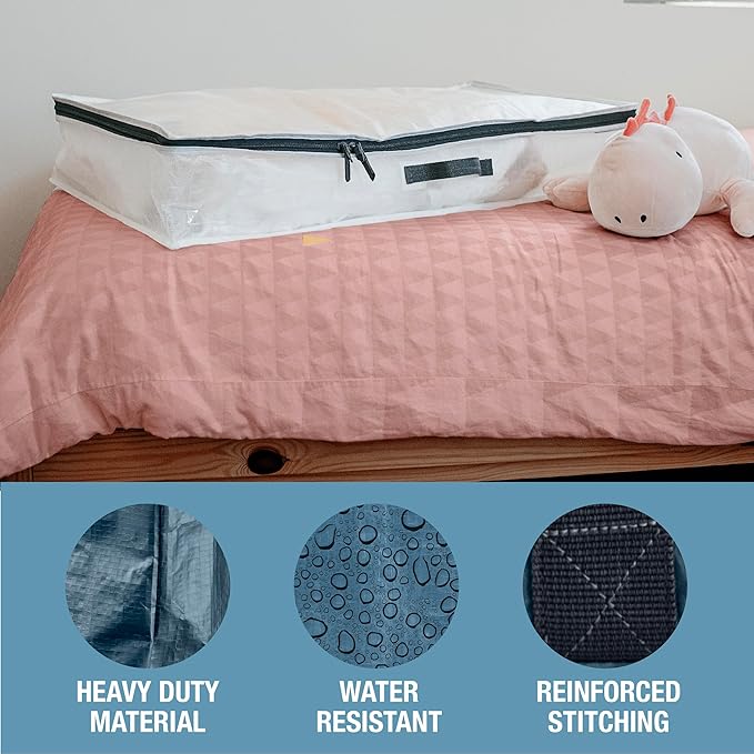 CleverMade Under Bed Storage Bag - Collapsible Storage for Shoes and Clothes Easy Use - Heavy Duty Utility Bag Home