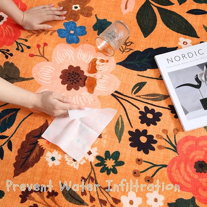 Door Mat Indoor Entrance 2x3 Rug Machine Washable Boho Floral Small Area Rug Non-Slip Low Pile Throw Rugs for Entryway, Kitchen, Front Door Indoor Entrance, Entry, Kids Room (Yellow)