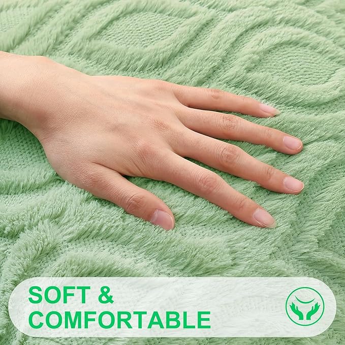 decorUhome Throw Pillow Covers 24x24 Inch Set of 2, Soft Plush Decorative Faux Fur Sage Green Solid Couch Pillow Covers, Accent Farmhouse Neutral Square Euro Pillow Cases for Sofa Bed Living Room