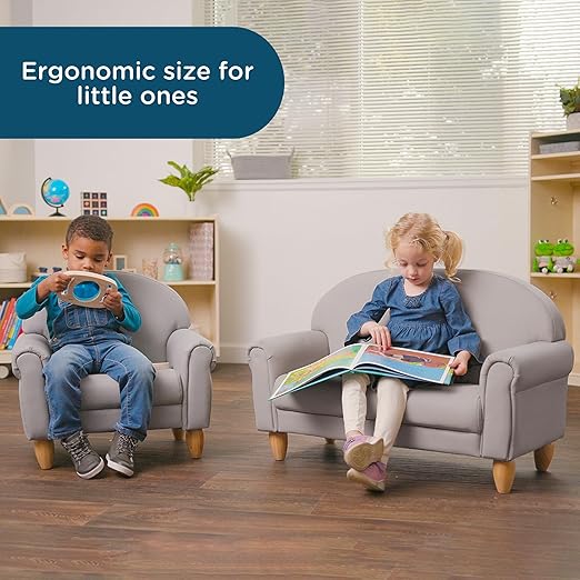 Children's Factory As We Grow Chair and Couch, Flexible Seating for Daycare or Preschool, Kids Reading Couch, Playroom Furniture, Gray