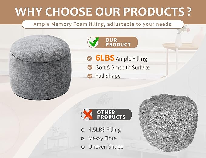 Foot Ottoman 20"x15" Small Automan Foot Rest Pouf Ottoman Cover Round with Sponge Small Foot Rest Filled Foot Pouf Ottomans Stuffed Pink Mushroom Modern Ottomans Hassock Footstool Footrest for Couch