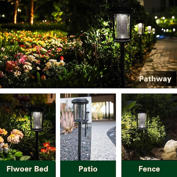 EcoGreen Outdoor Pathway Solar Light, 4pcs Pack,Garden Patio Balcony Walk Way Lights, Aluminum Leg, 5000K Daylight, IP65 Waterproof, 2.44*13.4in