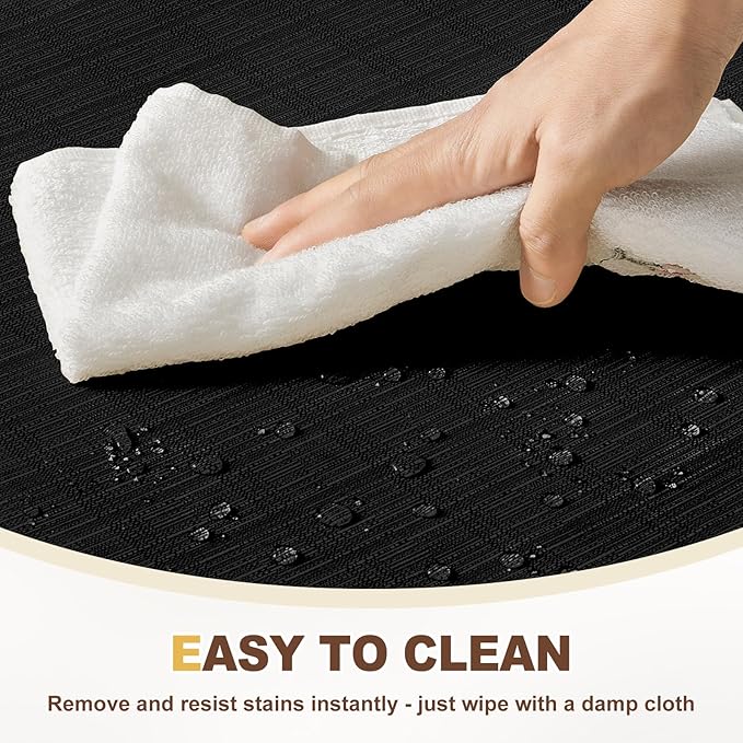 downluxe Chair Cushions for Dining Chairs, Waterproof Kitchen Chair Pads, Non-Slip Dining Seat Cushion with Ties, 17" x 16" x 2.5", Black, 6 Pack