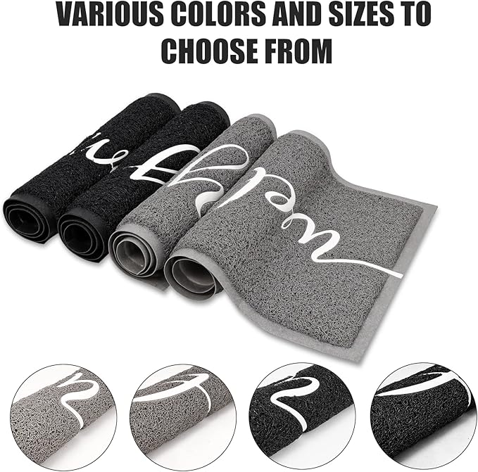 Durable Low Profile Floor Mat, Indoor and Outdoor, Non Slip Rug, Easy to Clean Welcome Mat, for High Traffic Areas, Entryway, Patio (36x24", Grey)