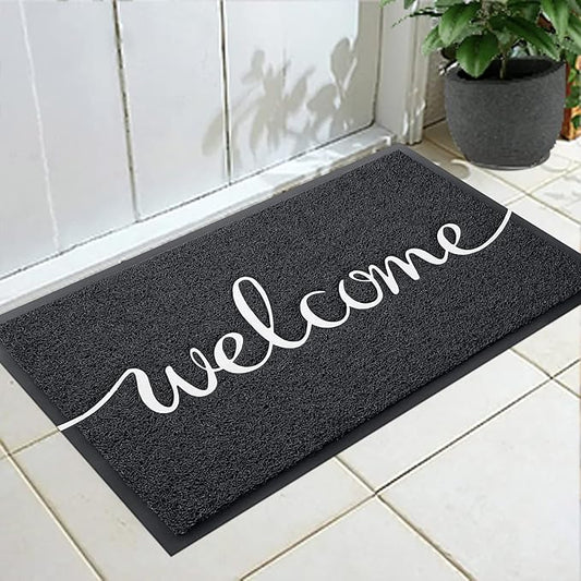 Front Door Mat - Non Slip, Durable Welcome Mat for High Traffic Areas (36"x24" Black)