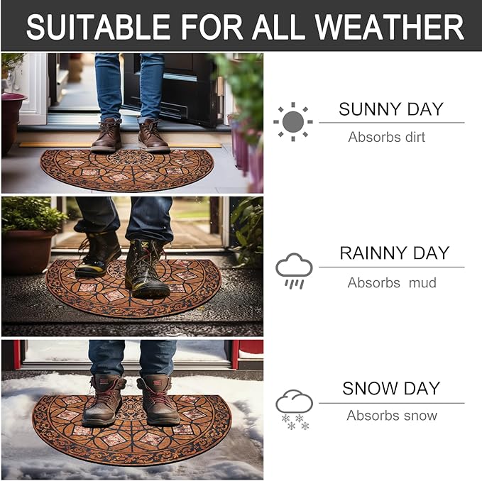 CHICHIC Entrance Door Mat Large 18 x 30 Inch Entry Way Doormat Front Door Rugs Outdoors Heavy Duty Welcome Mat Non Slip Rubber Back Low Profile for Garage, Patio, High Traffic Area, Orange