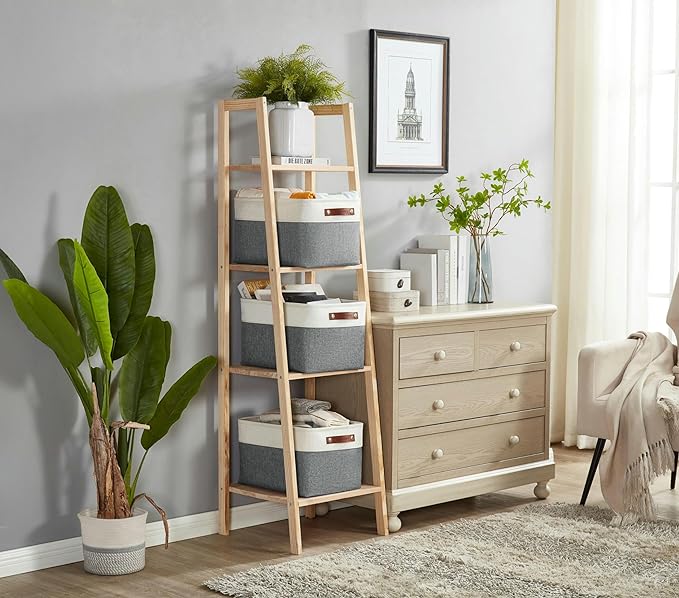 DECOMOMO Storage Baskets for Shelves - Fabric Closet Organizers and Storage Bins, Perfect Baskets for Organizing Closet Toys Nursery (Slate Grey and White, XL - 3 Pack)