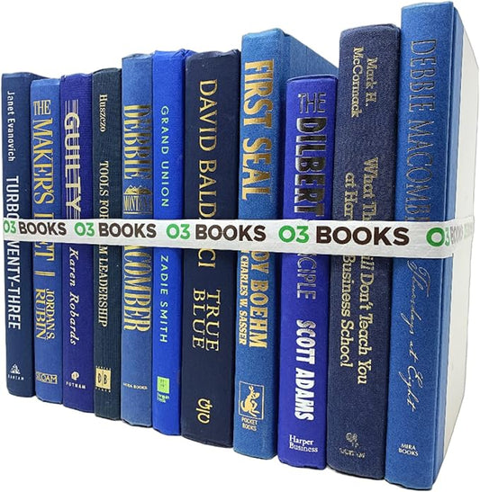 Curated Decorative Books Hardcover Décor Books for Home Décor, Choose Color, Interior Design, Office, Wedding Display, Instant Library, or Staging (Jeans, Half Foot)