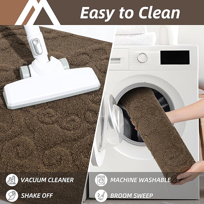 COSY HOMEER-Door-Mat-Non-Slip-Entryway-Rug 20”x32” Absorbent Welcome Mats Washable Dirt Trapper Door Mat Entrance Floor Mats for Front Back Doormats and Wet Shoes,Brown