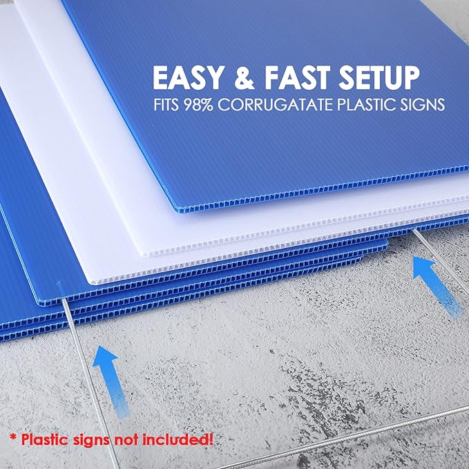 100 Pcs H Stakes for Yard Signs 30'' x 10'' Metal Heavy Duty H Frame Wire Stakes Weatherproof Metal Holder for 4mm 5mm Corrugated Signs Advertising Board Guidepost Yard Halloween Decor