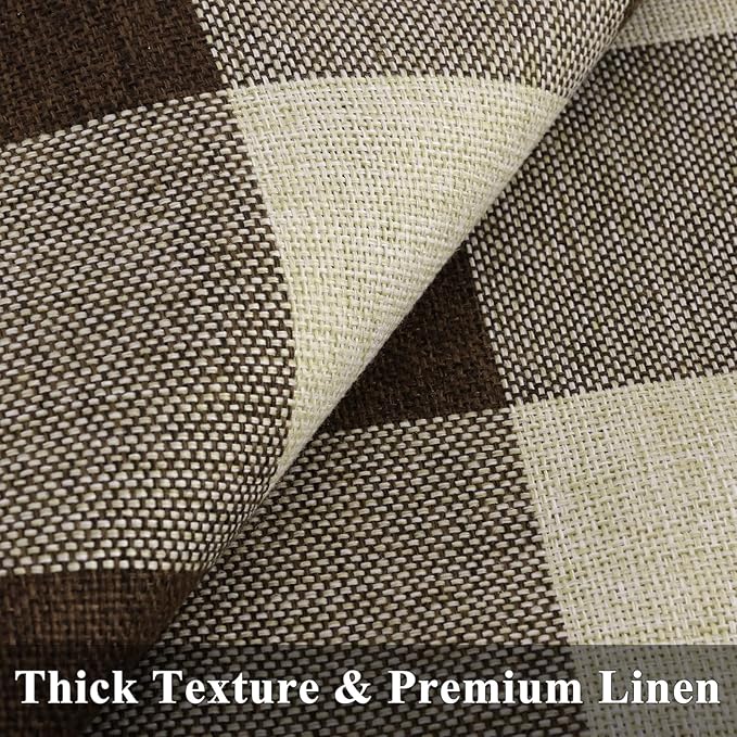 decorUhome Buffalo Plaid Check Throw Pillow Covers 20x20 Set of 2, Outdoor Decorative Farmhouse Neutral Pillow Covers with Stitched Edge for Bed Couch Sofa, Brown and Beige