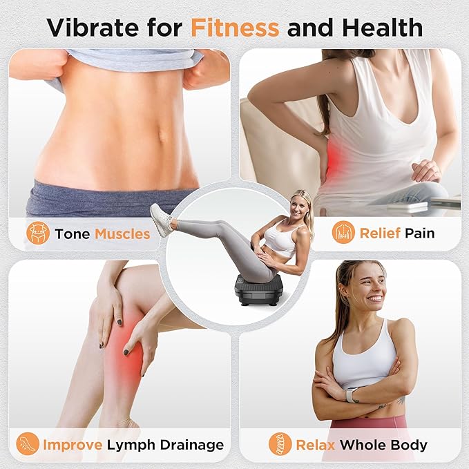 FEIERDUN Vibration Plate Exercise Machine, Vibration Plate for Lymphatic Drainage, Power Plate Vibration Platform for Weight Loss, Toning & Wellness