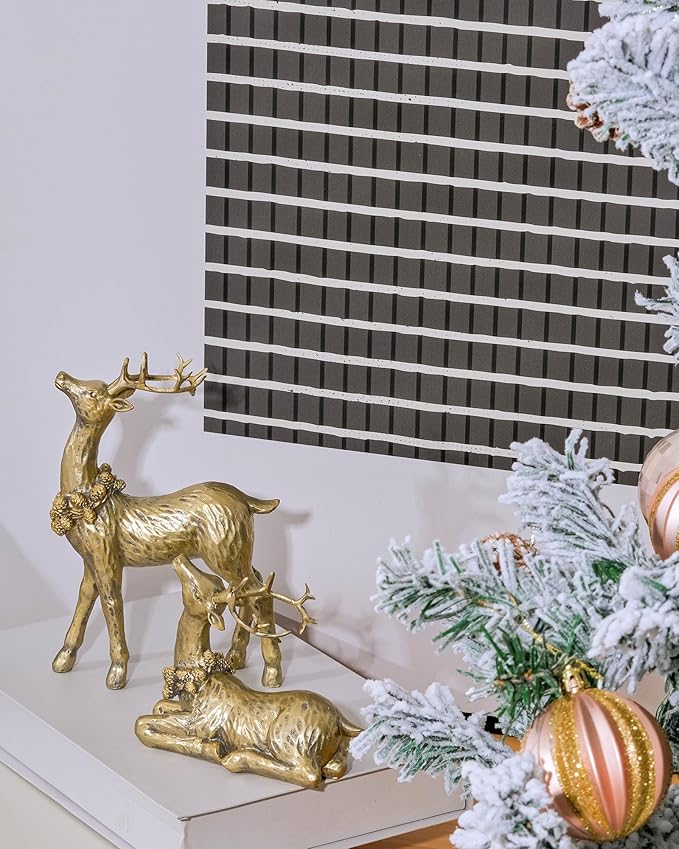 DN DECONATION 2pcs Gold Christmas Reindeer Statue, Christmas Clearance Small Resin Reindeer Figurine Indoor, Tabletop Reindeer Christmas Decor, Deer Figurine Decorations for Home