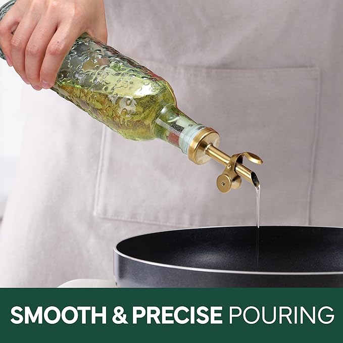 COOK WITH COLOR Glass Olive Oil Bottle Dispenser - 2 Pack- 17oz Oil and Vinegar Cruet - Olive Oil Carafe Decanter for Kitchen