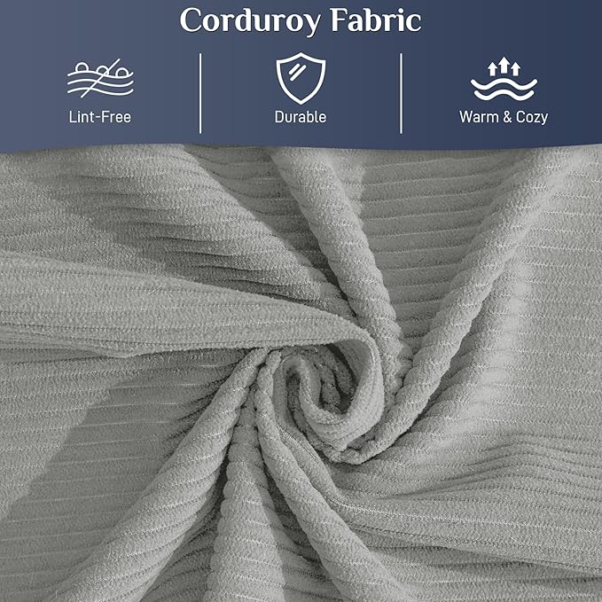 Convertible Sleeper Sofa Bed with Pillow, 4-in-1 Corduroy Folding Mattress Couch with Fixed-Shape Frame, Futon Fold Out Floor Sofa Cama Lounge Couch for Living Room Bedroom, Light Grey