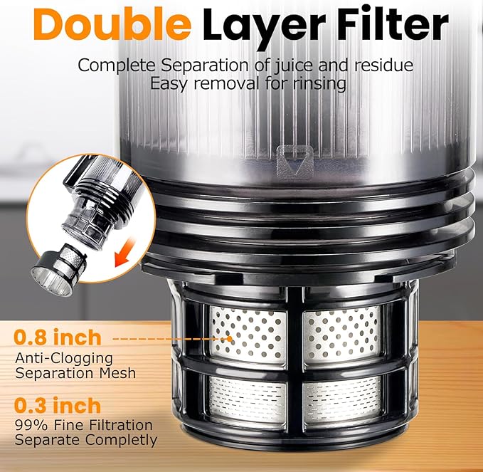 Cold Press Juicer,Slow Masticating Juicer Machines with 5.3" Large Feed Chute for Most Fruits and Vegetables,Easy to Clean Lemon Orange juicer with 250W Motor and High Juice Yield (Obsidian black)