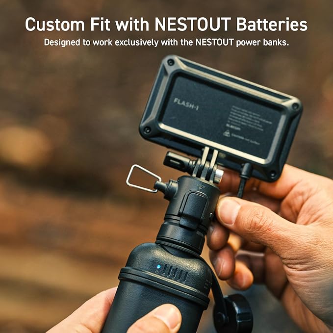 ELECOM NESTOUT Outdoor Camping LED Panel Flashlight w/Mini Tripod, Dimmable USB Powered LED Light, IP44 Water Dust Resistant, 30-1000 Lumen, Portable Lantern for NESTOUT Power Bank, Black (Flash-1)