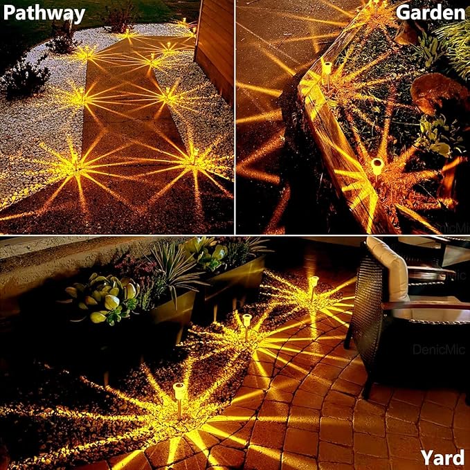 DenicMic Halloween Solar Lights Outdoor 10 Pack Orange LED Waterproof Yard Garden Patio Backyard Pathway Walkway Landscape Lawn Outside Fall Decorations Outdoor