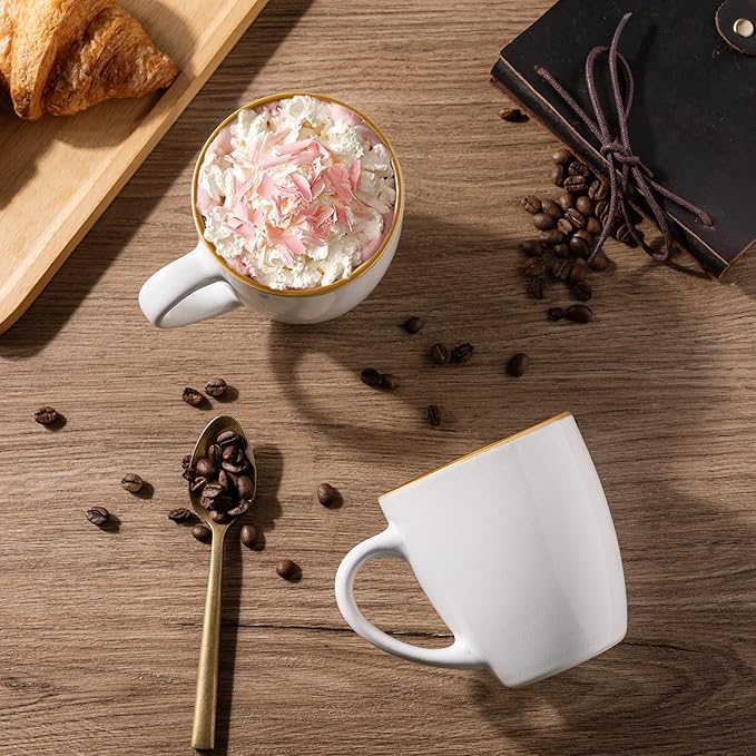 GBHOME Ceramic Coffee Mugs Set of 4, 12oz Stoneware Coffee Mugs Set For Dad Mom Women MEN, Light Weight Ceramic Coffee Cups for Latte/Tea/Beer/Hot Cocoa, Dishwasher & Microwave Safe