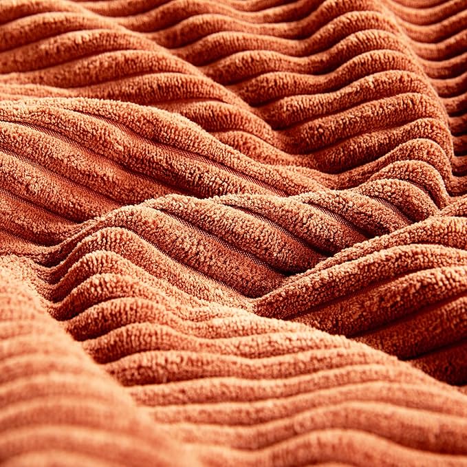 Fancy Homi Set of 2 Burnt Orange Decorative Throw Pillow Covers 26x26 Inch for Living Room Couch Bed, Boho Farmhouse Fall Home Decor, Soft Corss Corduroy Patchwork Textured Cushion Case 66x66 cm