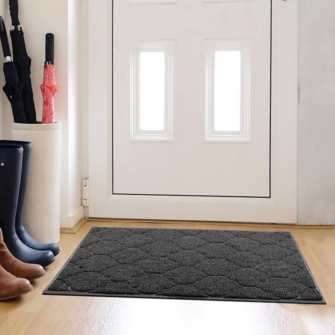 Cosyearn Door Mat, Front Door Mat, 46x35, Welcome Mats for Entryway,Garage,High Traffic Areas, Jumbo Size, Doormat Entrance, Waterproof Mat, Easy Clean, Outdoor Indoor Floor Mat,Non Slip (Black)