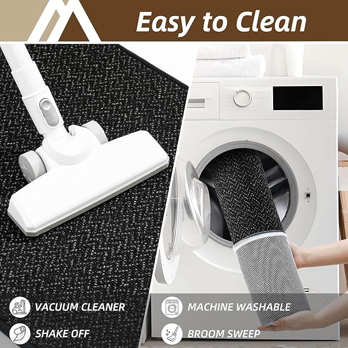 COSY HOMEER-Door-Mat 20" x 32" Non Slip Absorbent Entryway Rugs Dirt Trapper Doormats Washable Entrance Mats Low Pile Welcome Floor Mat for Front Back Door and Entry Mats,Black