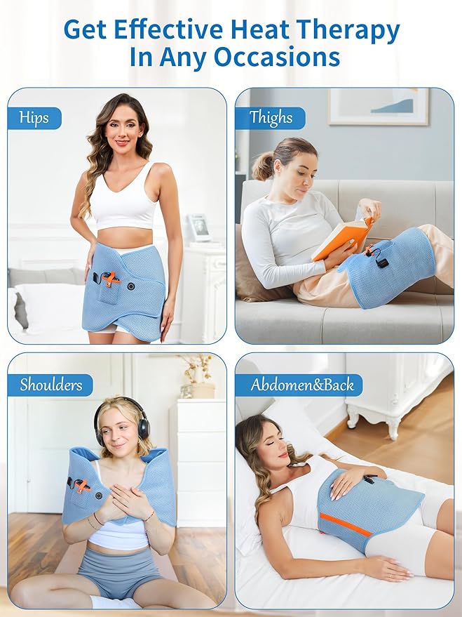 Dual Hip Heating Pad for Hip Support Brace,12V Heated Hip Wrap with 15000mAh Battery and Hot Cold Modes for Double HIPS,Back&Abdomen,Thighs,Shoulders,Portable Electric Heat Pad Belt for Women Men