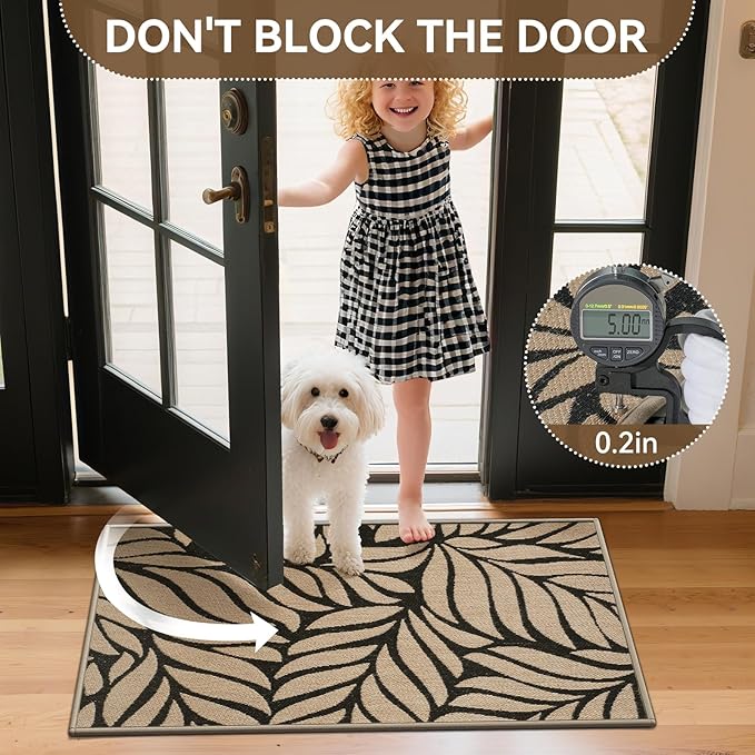 Front Door Mat Indoor Outdoor Entrance, 24''x35'' All-Season Waterproof Welcome Mat, Heavy Duty Non-Slip Rubber Backing, Patio Porch Doormat, Low Profile, Trap Dirt and Moisture, Brown