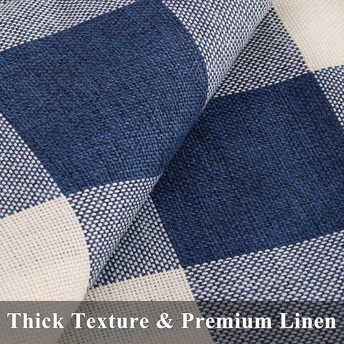 decorUhome Buffalo Plaid Check Throw Pillow Covers 24x24 Set of 2, Outdoor Decorative Farmhouse Neutral Pillow Covers with Stitched Edge for Bed Couch Sofa, Navy Blue and White
