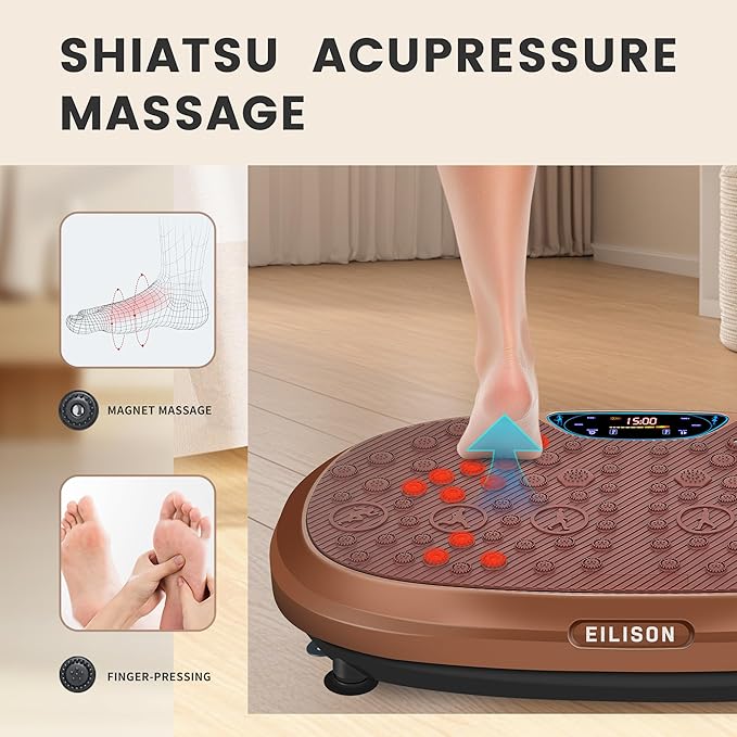 EILISON FitMax 3D XL Vibration Plate Exercise Machine - Whole Body Workout Vibration Platform w/Loop Bands - Lymphatic Drainage Machine for Weight Loss, Shaping, Wellness, Recovery