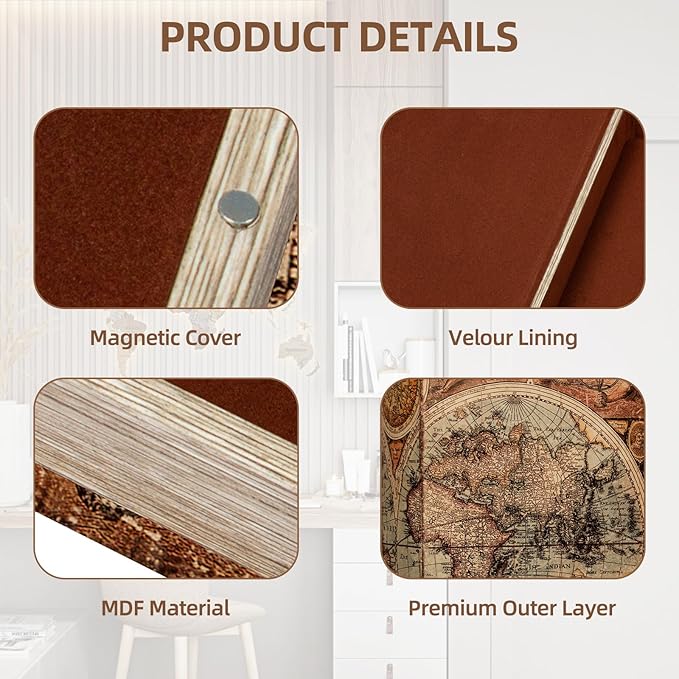 Decorative Fake Book Box for Shelf Decor, Coffee Table Storage & Home Decor - Vintage Faux Leather Embossed Secret Storage Box with Magnetic Closure (12" Large Size)