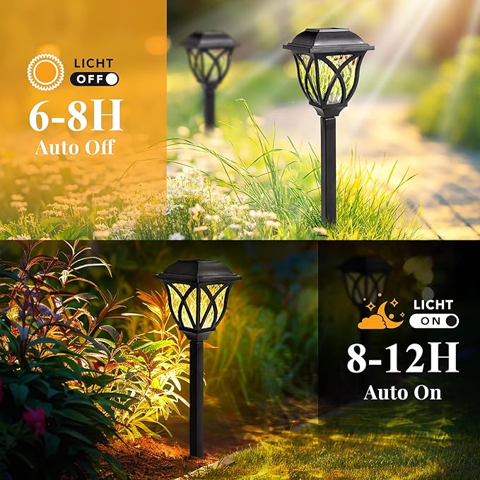 GIGALUMI Solar Lights Outdoor Waterproof, 6 Pack LED Solar Garden Lights, Outdoor Decorations, Garden Decor for Yard, Patio, Landscape, Planter, Walkway (Warm White)