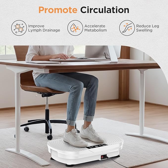 FEIERDUN Vibration Plate Exercise Machine, Vibration Plate for Lymphatic Drainage, Power Plate Vibration Platform for Weight Loss, Toning & Wellness