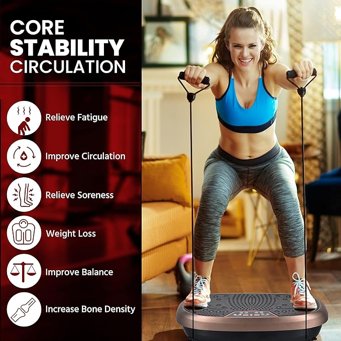 EILISON FitMax 3D XL Vibration Plate Exercise Machine - Whole Body Workout Vibration Platform w/Loop Bands - Lymphatic Drainage Machine for Weight Loss, Shaping, Wellness, Recovery
