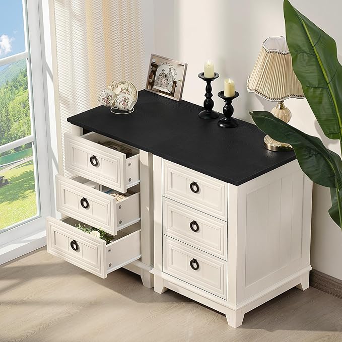 Farmhouse Night Stand Set of 2, 18" End Table with 3 Drawer Metal Handle, Dresser for Bedroom, Sofa Bed Side Table Chest of Drawers,Wood Nightstand Cabinet for Organizer, Living Room-White