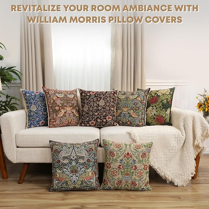 Charlotte Home Furnishings Throw Pillow Covers 16x16 in, Green Leicester Decorative Couch Pillow Covers, Boho European Tapestry Cushion Cases, Living Room Cozy Home Decor, Jacquard Woven Soft Cotton