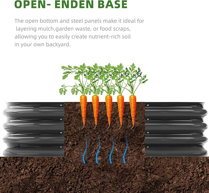 DaisyVibe Raised Garden Bed Kit, Planter Raised Garden Boxes Outdoor, Oval Large Metal Raised Garden Beds for Vegetables Flowers (Grey, 6.5ftx2ftx1ft)