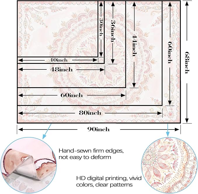 Fowocu Boho Floral Mandala Tapestry Wall Hanging Pink Bohemian Flower Medallion Tapestry Aesthetic Watercolor Hippie Indian Small Tapestries for Bedroom Living Room Dorm Decor 60 x 44 Inch