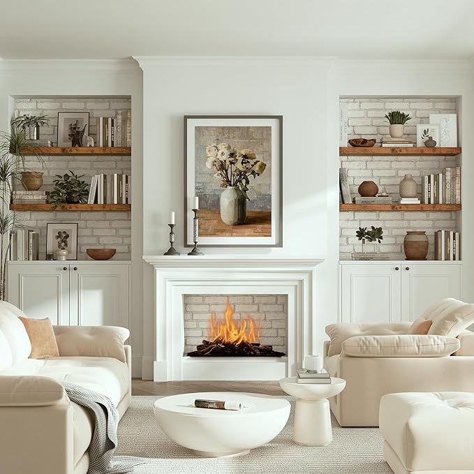 Floating Shelves 10 inches Deep, Long 36 x 10 x 1.8 Wall Shelves for Bedroom, Living Room, Kitchen, Office, Bathroom Farmhouse Shelf Home Decor with Invisible Bracket, Rustic Brown