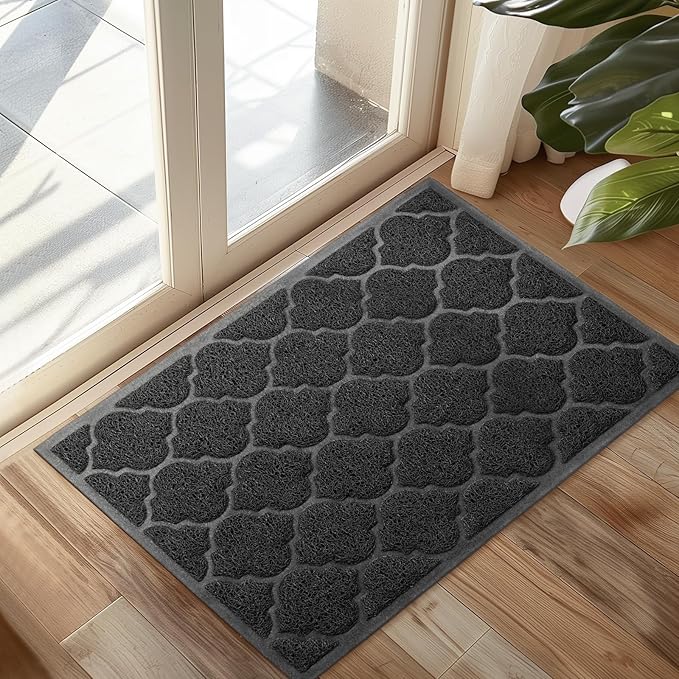 Door Mat Outdoor, 24x36, Welcome Mats for Entryway, Front Doormat for Home Entrance, Indoor Floor Mat, Durable, Non-Slip, Boot Scraper, Catches Muddy and Dirt (Black)