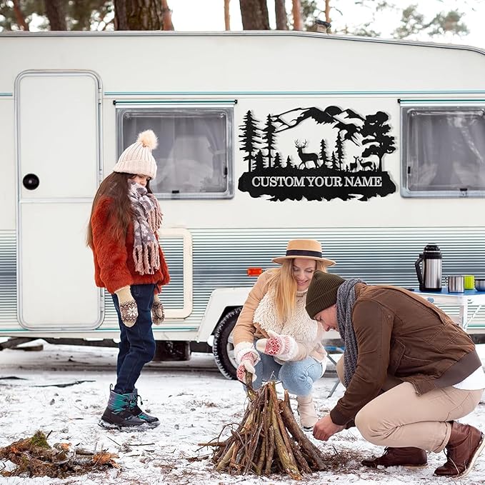 Custom Deer Metal Cabin Sign, Rustic Deer Wall Decor, Last Name Signs for Home, Custom Signs Outdoor Metal, Metal Wall Art, Hunting Decor, Hunter Gifts, Mountain Cabin Decor, Porch Sign