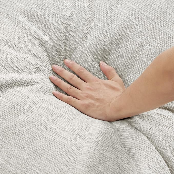 CHITA Sectional Modular Down Filled L Shape Sofa, Comfty Feather L Shape Cloud Couch,FSC Certified L Shaped Couch for Living Room, 114 inch Width,5 Seat with 2 Storage Ottomans, Snow