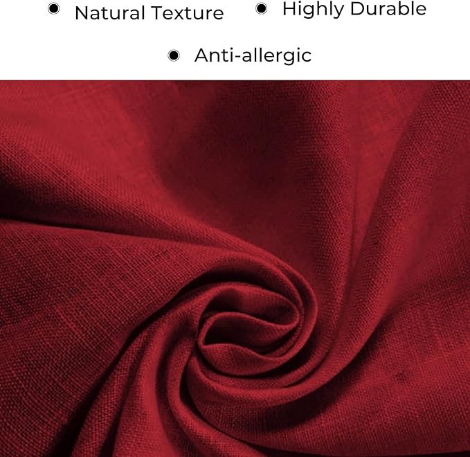 D'Moksha Homes Red Linen Table Runner 48 Inches Long - 100% Pure Linen Diamond Table Runner 14 x 48 Inch for Dining, Fall and Halloween - Machine Washable