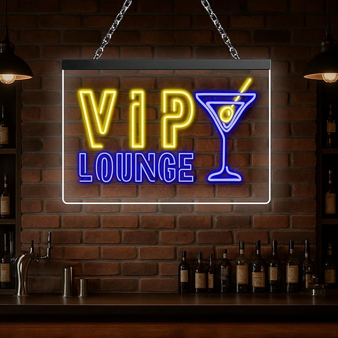 Custom Bar Neon Sign Vip Lounge Beer Home Bar Lights Decor Acrylic Table LED Personalized Lighted Signs for Men Restaurant Coffee Man Cave Workshop Garage Poker Signs Gifts