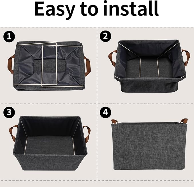 GRANNY SAYS Storage Baskets for Shelves, Closet Organizer Bins, Clothes Storage Bins with Metal Frame, Extra Large Baskets for Organizing and Storage, Collapsible, Dark Gray, 2-Pack