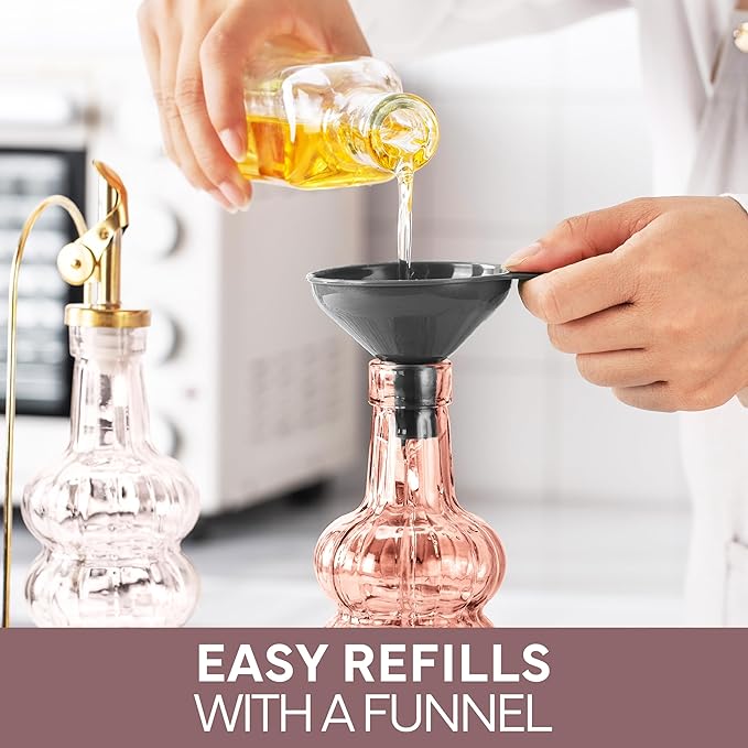 COOK WITH COLOR Glass Olive Oil Bottle Dispenser - 2 Pack- 17oz Oil and Vinegar Cruet - Olive Oil Carafe Decanter for Kitchen