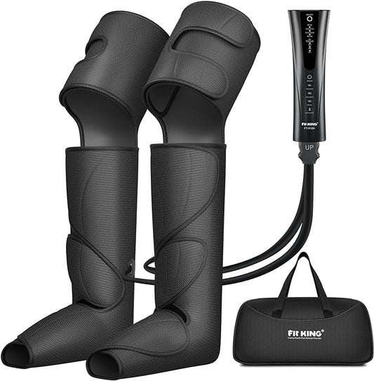 FIT KING Foot and Leg Massager for Circulation and Relaxation with Hand-held Controller 3 Modes 3 Intensities Helpful for Vericose Veins, Cramps, Swelling and Edema - Gift for Mom Wife Family